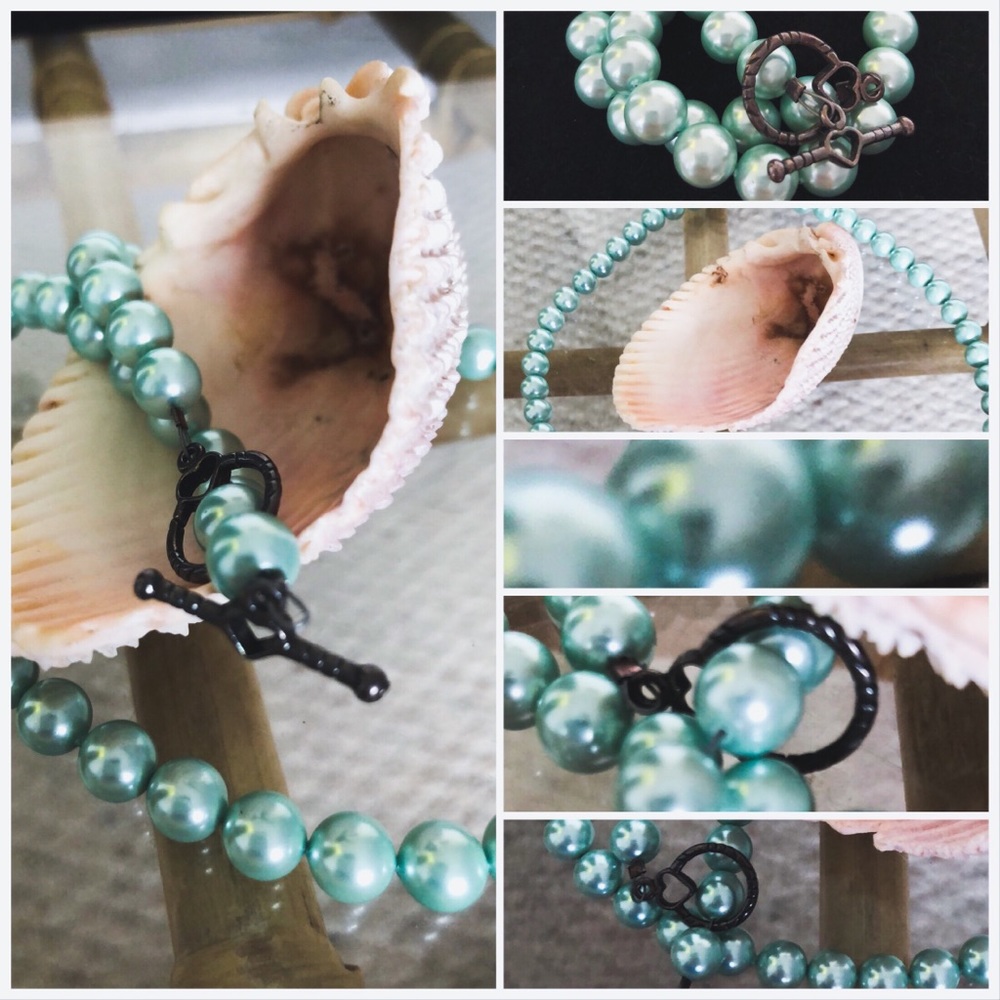 Beautifully handmd turquoise M-O-P necklace🧜‍♀️
